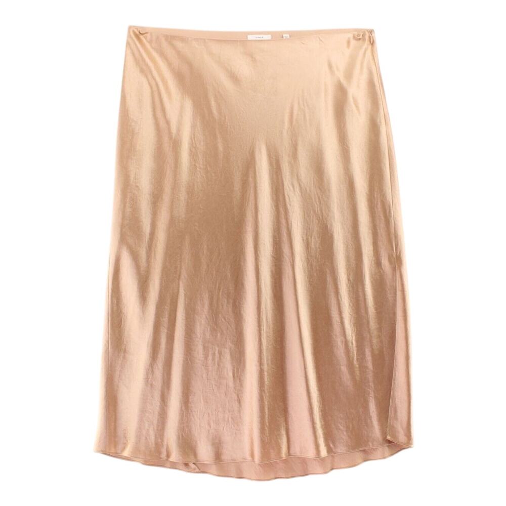 Vince NWT Women's 2XL Side Slit Satin Midi Skirt Cantaloupe Old Money - Picture 2 of 5